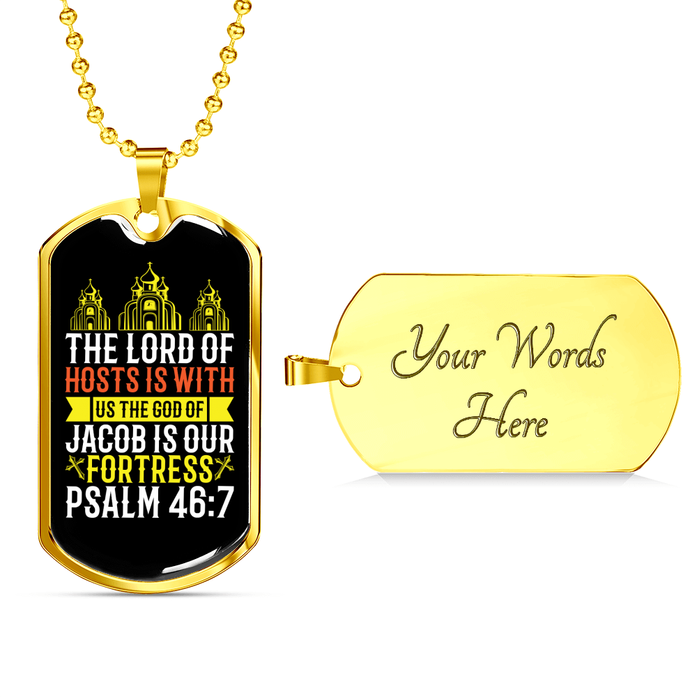 Lord Of Hosts Is Christian Necklace Stainless Steel or 18k Gold Dog Tag 24" Chain-Express Your Love Gifts