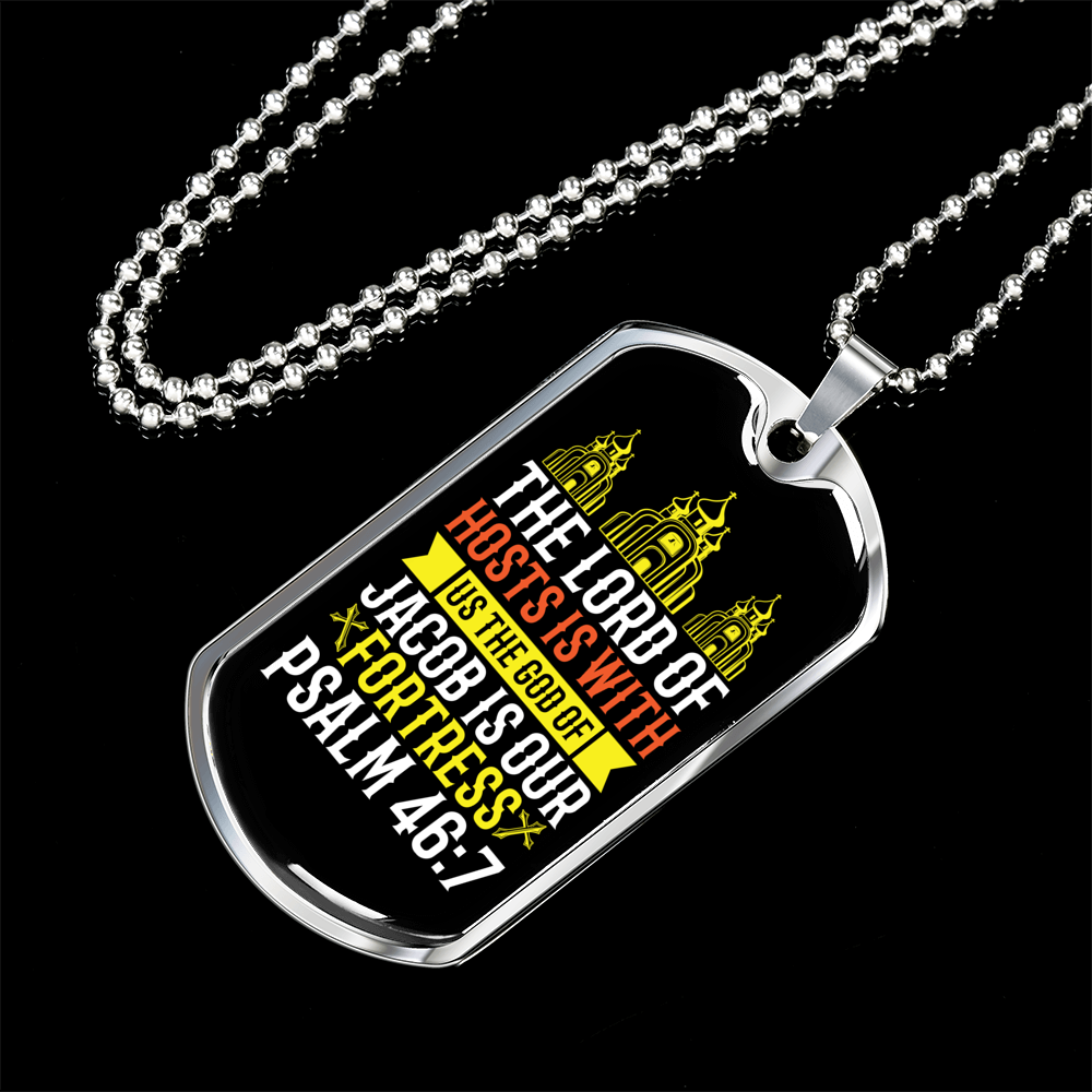 Lord Of Hosts Is Christian Necklace Stainless Steel or 18k Gold Dog Tag 24" Chain-Express Your Love Gifts