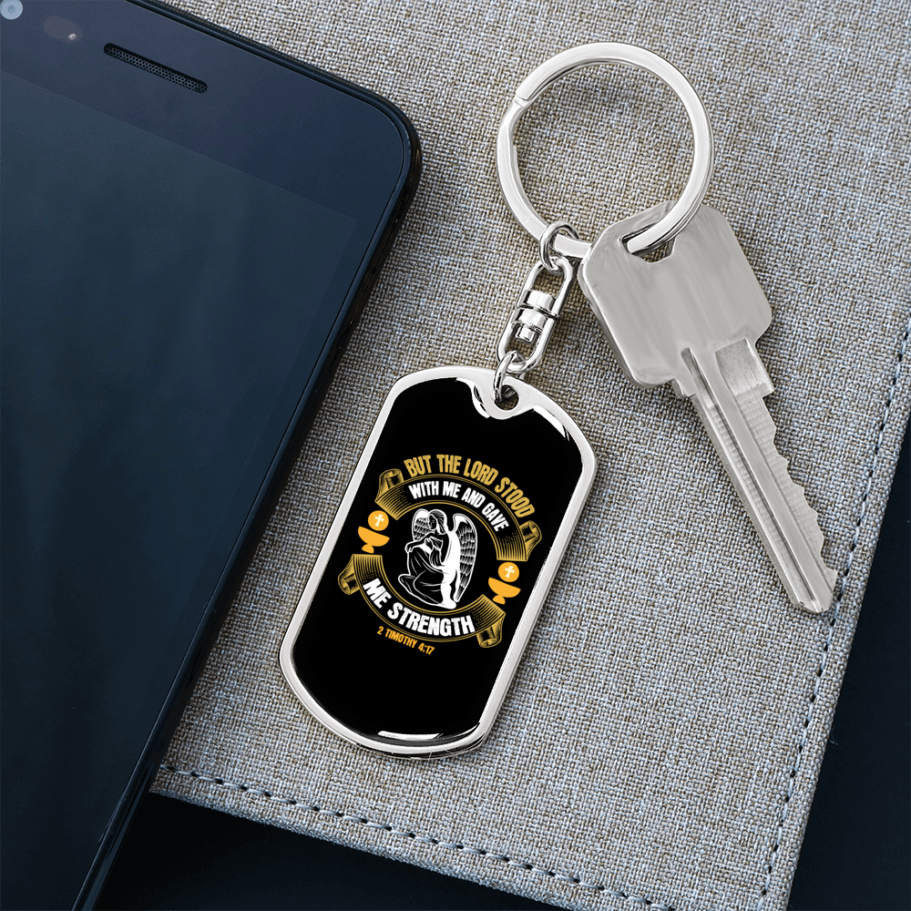 Lord Stood Christian Keychain Stainless Steel or 18k Gold Dog Tag Keyring-Express Your Love Gifts
