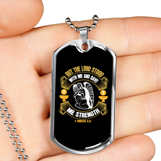 Lord Stood Christian Necklace Stainless Steel or 18k Gold Dog Tag 24" Chain-Express Your Love Gifts
