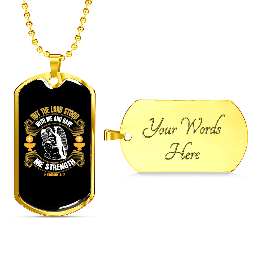 Lord Stood Christian Necklace Stainless Steel or 18k Gold Dog Tag 24" Chain-Express Your Love Gifts