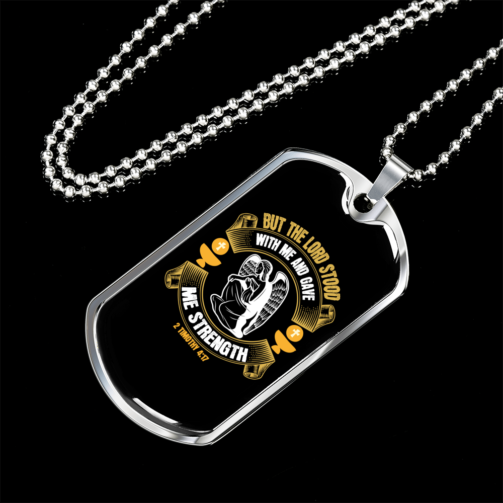 Lord Stood Christian Necklace Stainless Steel or 18k Gold Dog Tag 24" Chain-Express Your Love Gifts