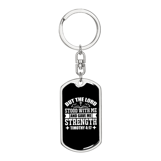 Lord Strength Christian Keychain Stainless Steel or 18k Gold Dog Tag Keyring-Express Your Love Gifts