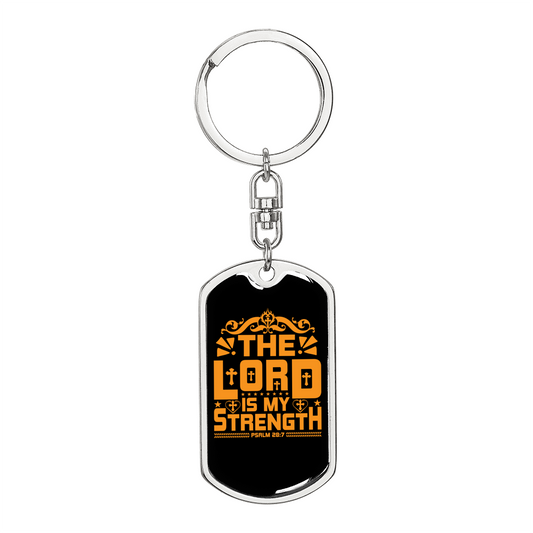 Lord Strength Golden Christian Keychain Stainless Steel or 18k Gold Dog Tag Keyring-Express Your Love Gifts