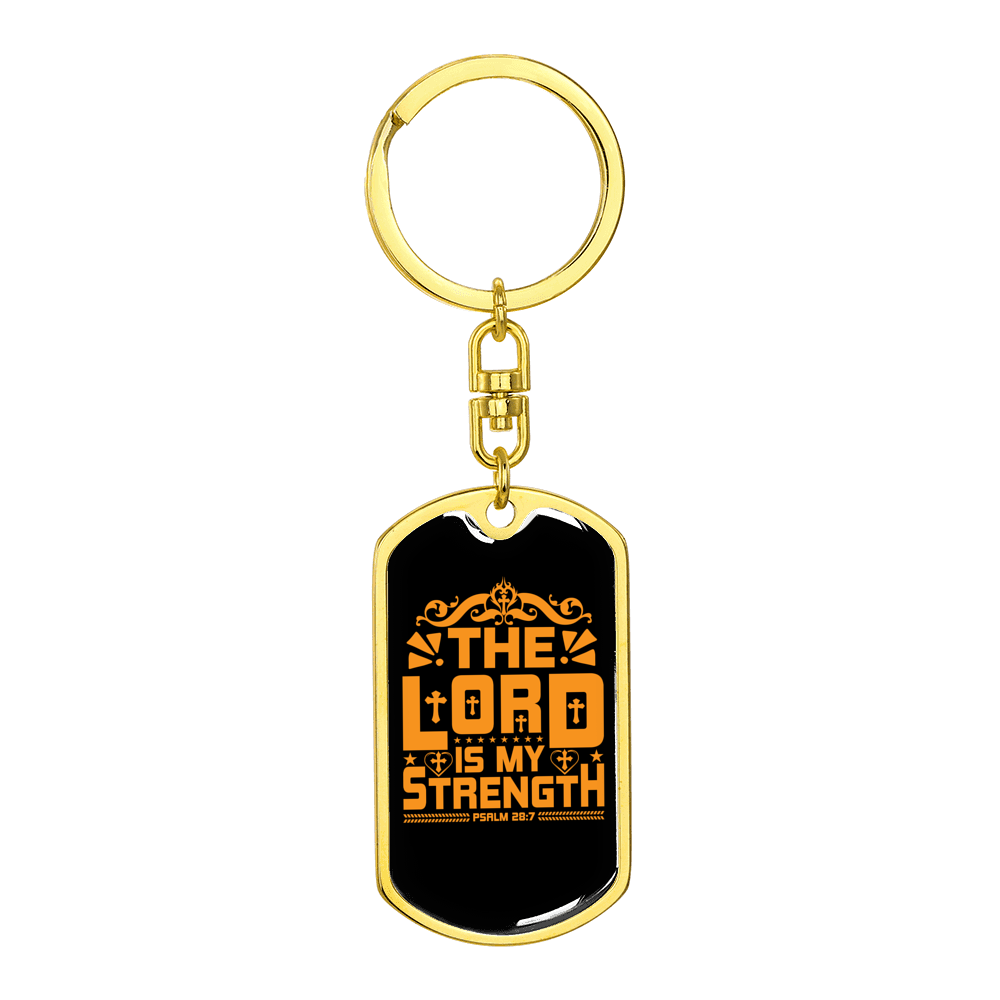 Lord Strength Golden Christian Stainless Steel or 18k Gold Premium Swivel Dog Tag Keychain