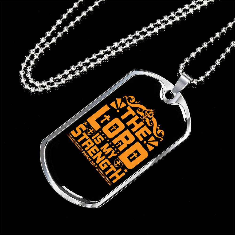 Lord Strength Golden Christian Necklace Stainless Steel or 18k Gold Dog Tag 24" Chain-Express Your Love Gifts