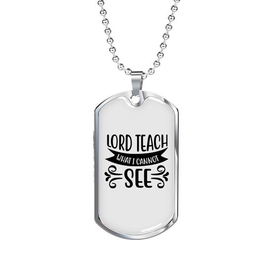 Lord Teach Christian Necklace Stainless Steel or 18k Gold Dog Tag 24" Chain-Express Your Love Gifts
