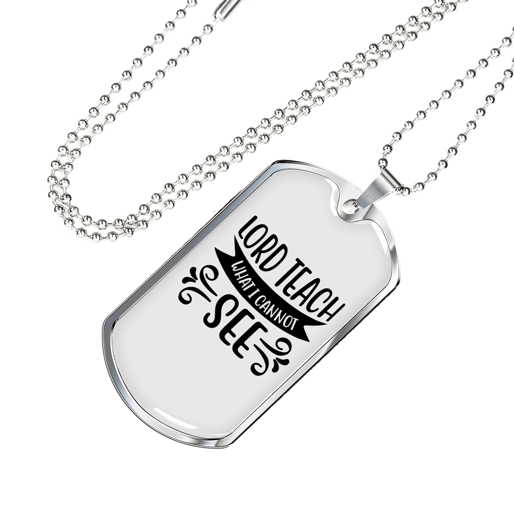 Lord Teach Christian Necklace Stainless Steel or 18k Gold Dog Tag 24" Chain-Express Your Love Gifts