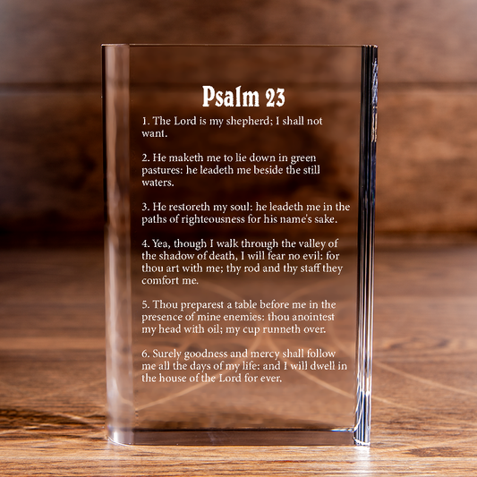 Psalm 23 Lords Prayer Engraved Cut Crystal Book Elegant Religious Gift for Devoted Believers Christian Gift-Express Your Love Gifts