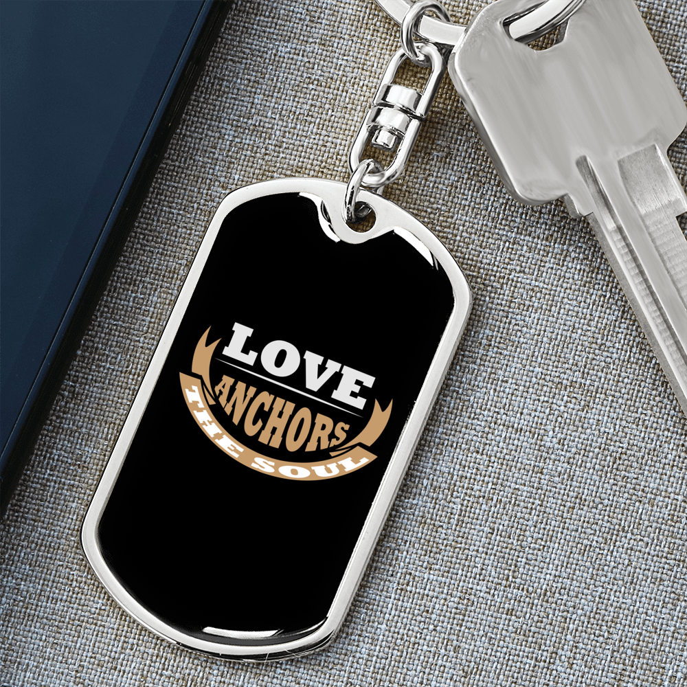Love Anchors Christian Keychain Stainless Steel or 18k Gold Dog Tag Keyring-Express Your Love Gifts