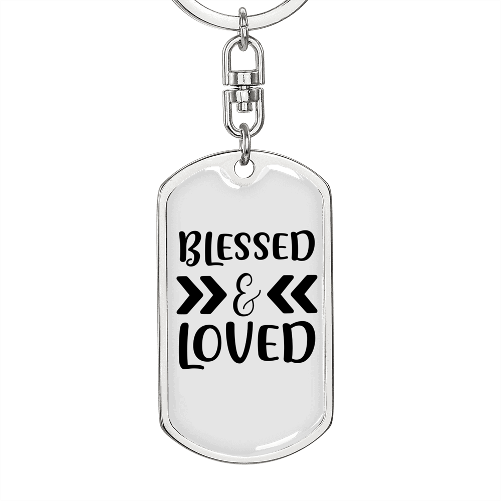 Love And Blessed Christian Keychain Stainless Steel or 18k Gold Dog Tag Keyring-Express Your Love Gifts