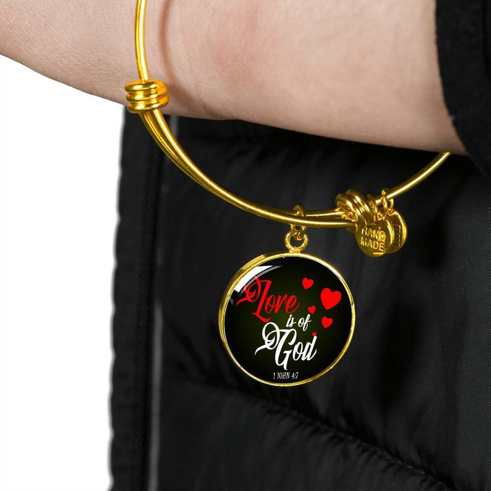 Love Is Of God 1 John 4:7 Circle Bracelet Bangle - Express Your Love Gifts