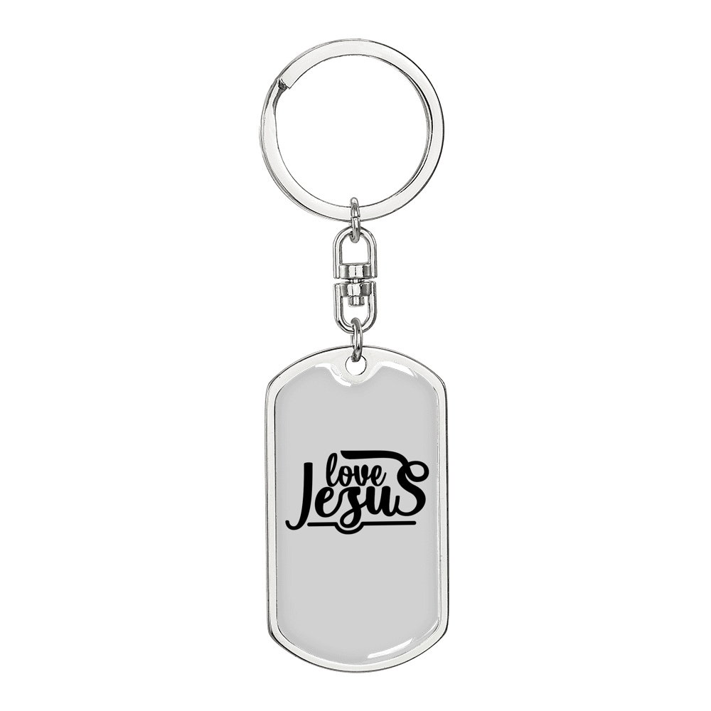 Love Jesus Christian Keychain Stainless Steel or 18k Gold Dog Tag Keyring-Express Your Love Gifts