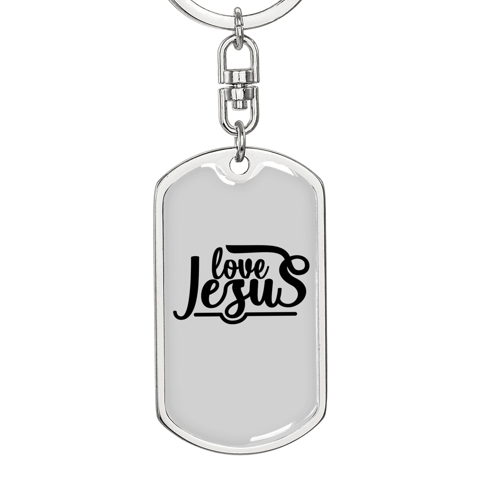 Love Jesus Christian Keychain Stainless Steel or 18k Gold Dog Tag Keyring-Express Your Love Gifts