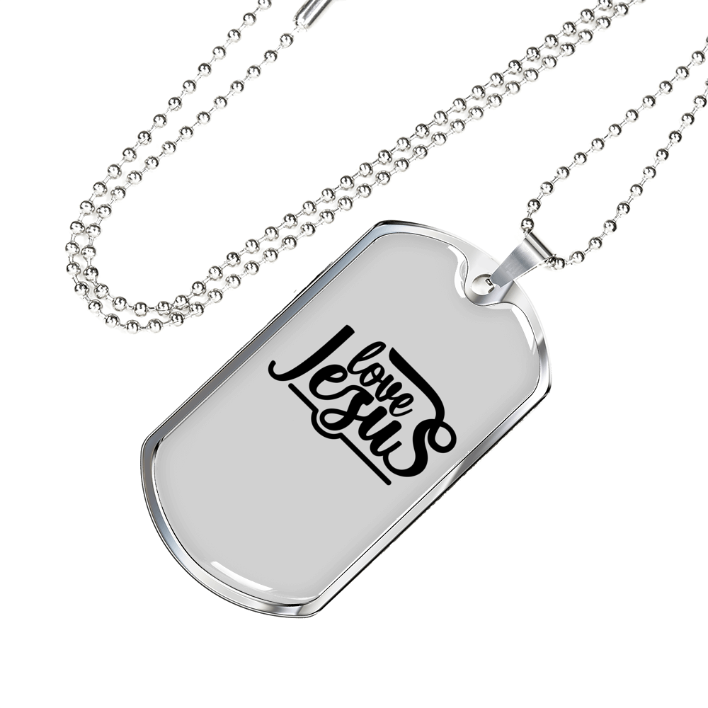 Love Jesus Christian Necklace Stainless Steel or 18k Gold Dog Tag 24" Chain-Express Your Love Gifts