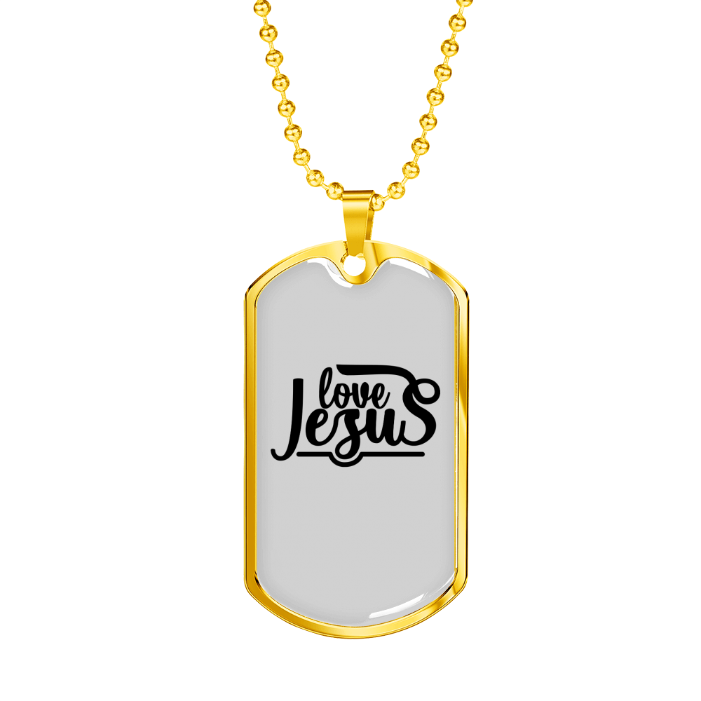 Love Jesus Christian Necklace Stainless Steel or 18k Gold Dog Tag 24" Chain-Express Your Love Gifts