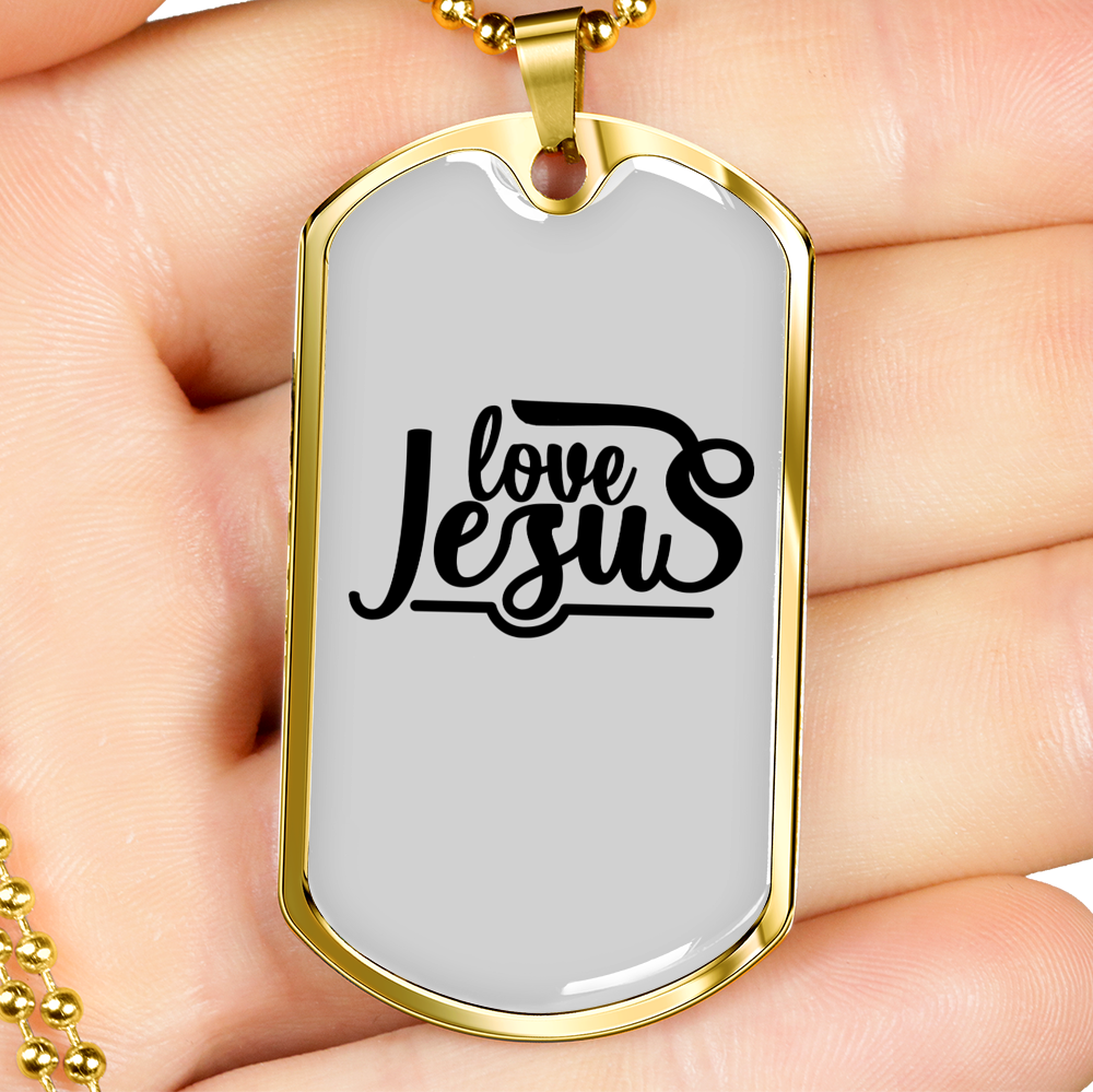 Love Jesus Christian Necklace Stainless Steel or 18k Gold Dog Tag 24" Chain-Express Your Love Gifts