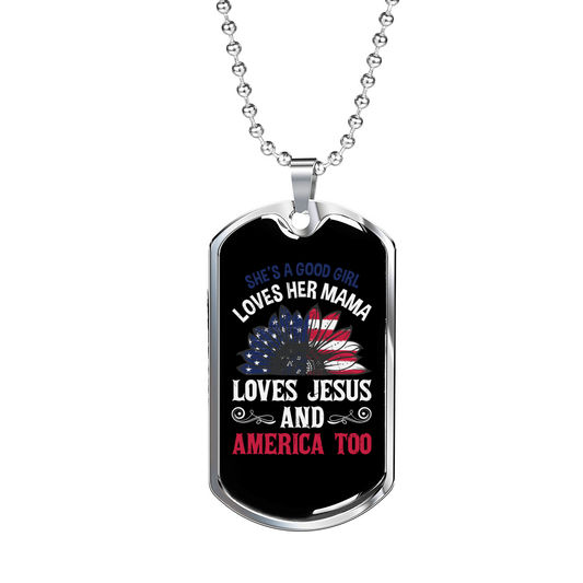Love Jesus Necklace Stainless Steel or 18k Gold Dog Tag 24" Chain-Express Your Love Gifts