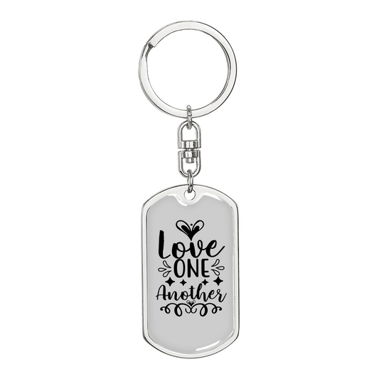 Love One Another Christian Keychain Stainless Steel or 18k Gold Dog Tag Keyring-Express Your Love Gifts