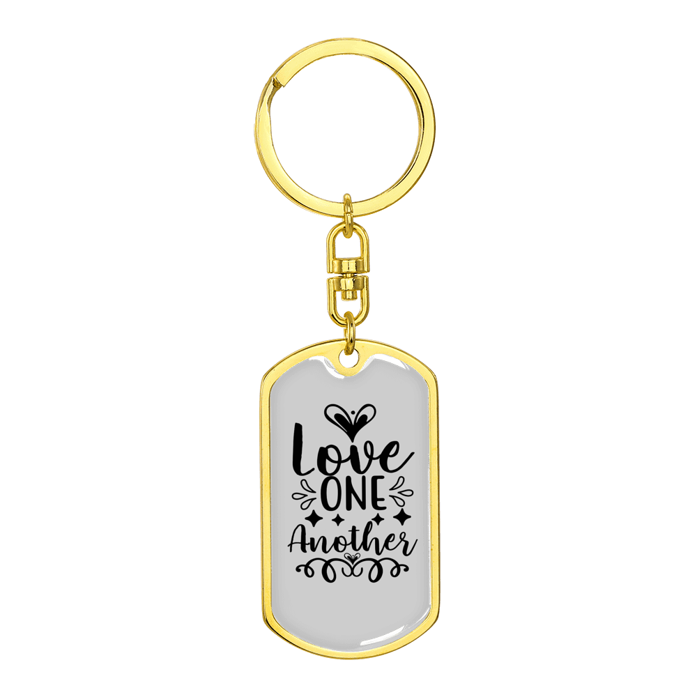 Love One Another Christian Stainless Steel or 18k Gold Premium Swivel Dog Tag Keychain