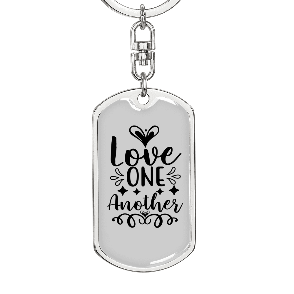 Love One Another Christian Keychain Stainless Steel or 18k Gold Dog Tag Keyring-Express Your Love Gifts