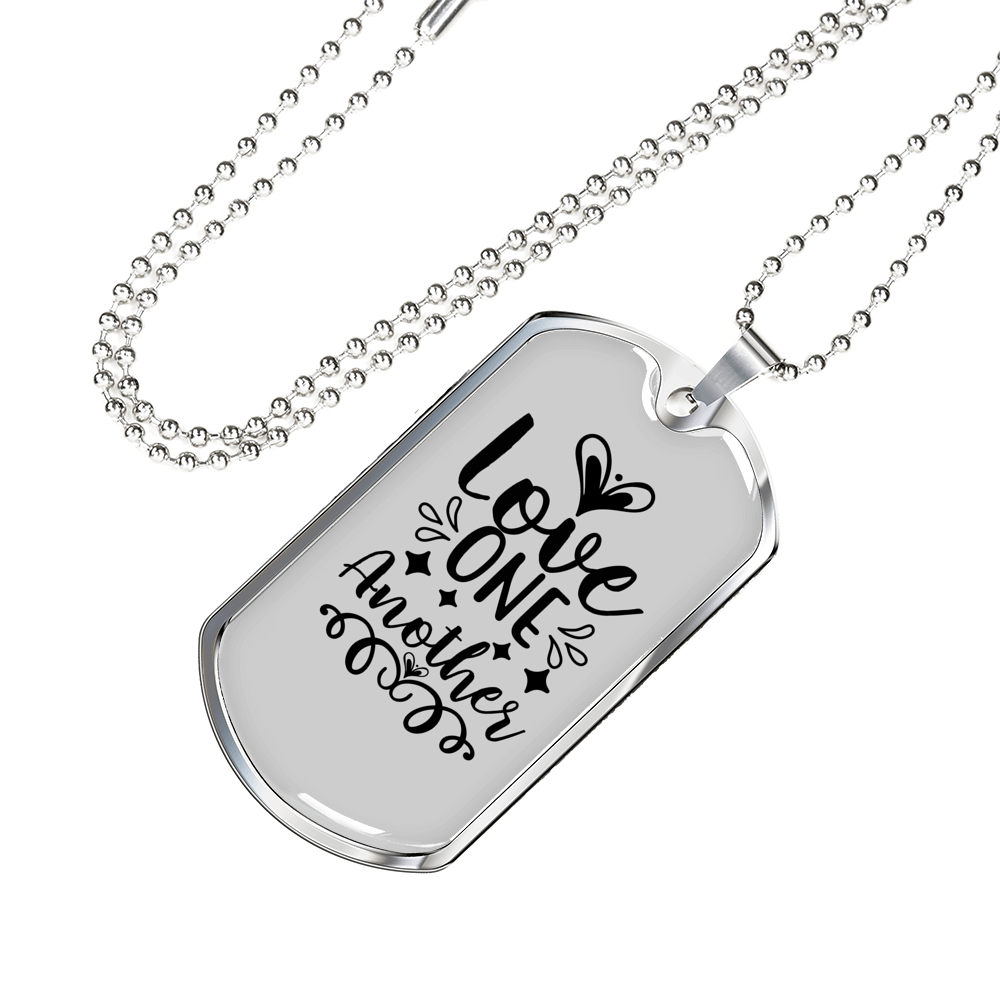 Love One Another Christian Necklace Stainless Steel or 18k Gold Dog Tag 24" Chain-Express Your Love Gifts