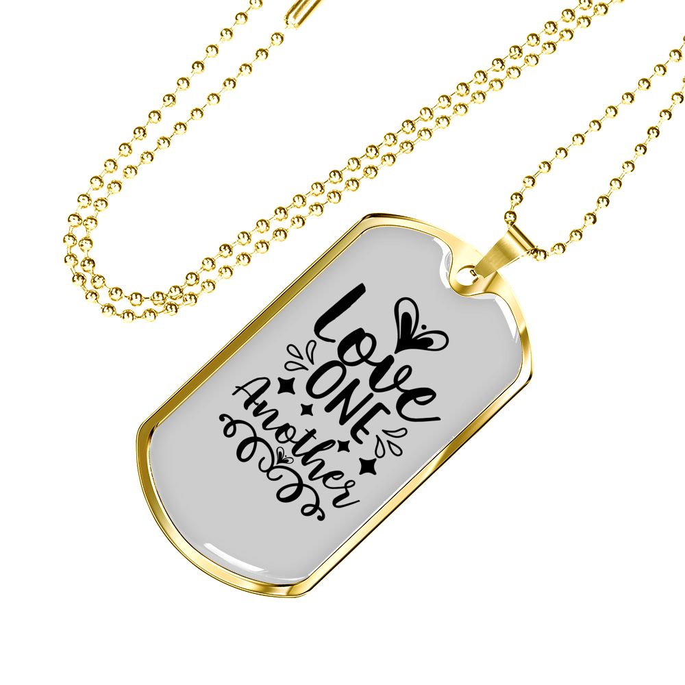 Love One Another Christian Necklace Stainless Steel or 18k Gold Dog Tag 24" Chain-Express Your Love Gifts