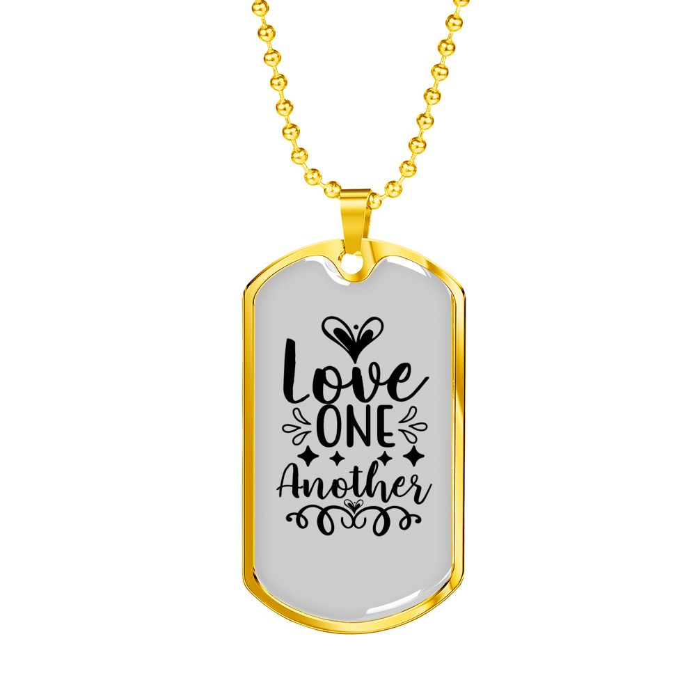 Love One Another Christian Necklace Stainless Steel or 18k Gold Dog Tag 24" Chain-Express Your Love Gifts