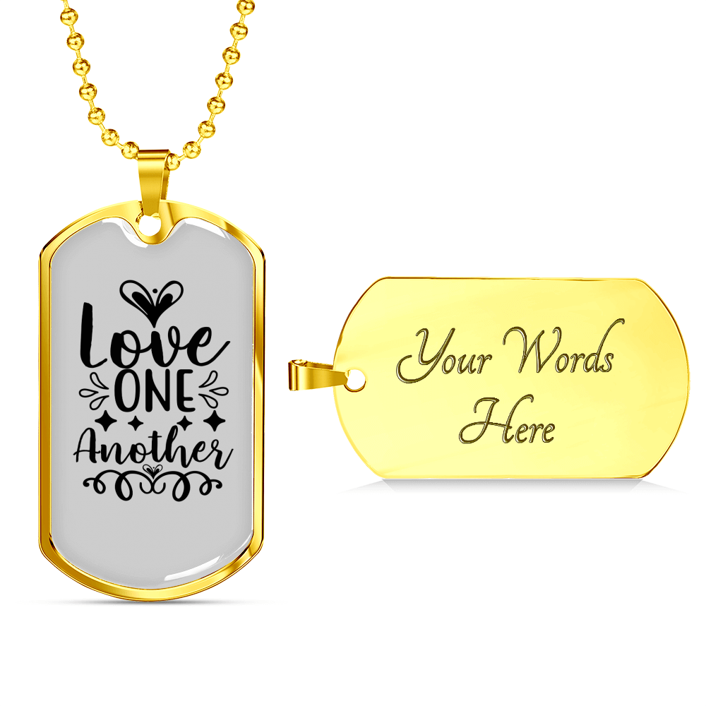 Love One Another Christian Necklace Stainless Steel or 18k Gold Dog Tag 24" Chain-Express Your Love Gifts