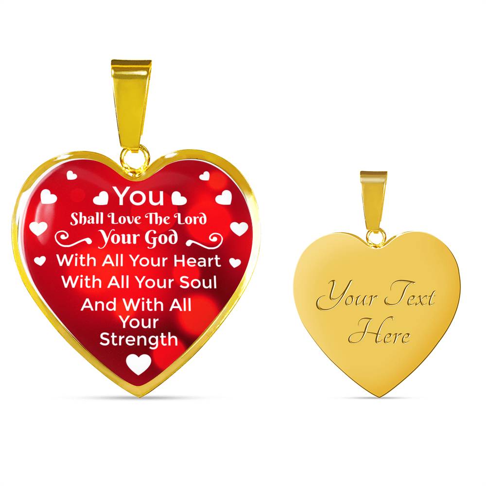 Love The Lord Matthew 22:37 Heart Necklace Stainless Steel or 18k Gold Pendant 18-22" - Express Your Love Gifts