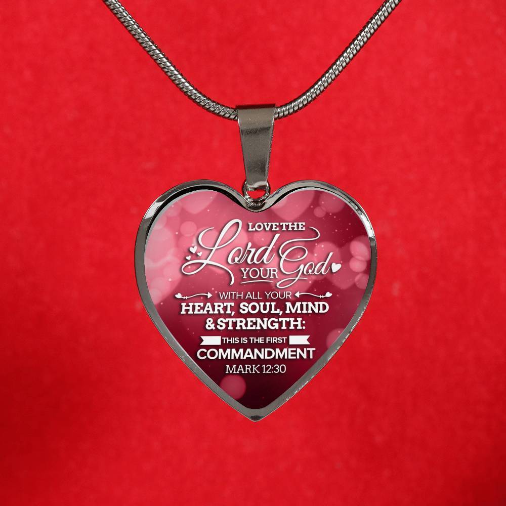 Love The Lord With Your Whole Being Bible Verse Inspirational Gift Heart Pendant Necklace - Express Your Love Gifts