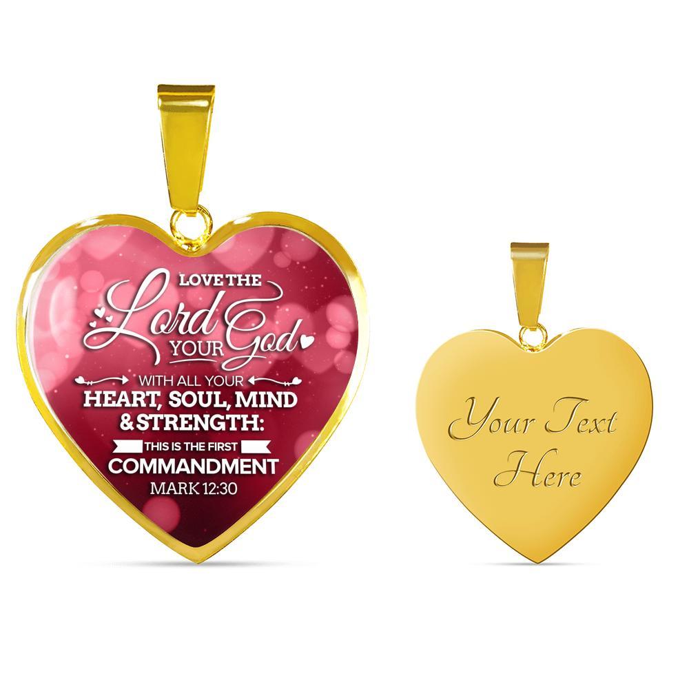Love The Lord With Your Whole Being Bible Verse Inspirational Gift Heart Pendant Necklace - Express Your Love Gifts