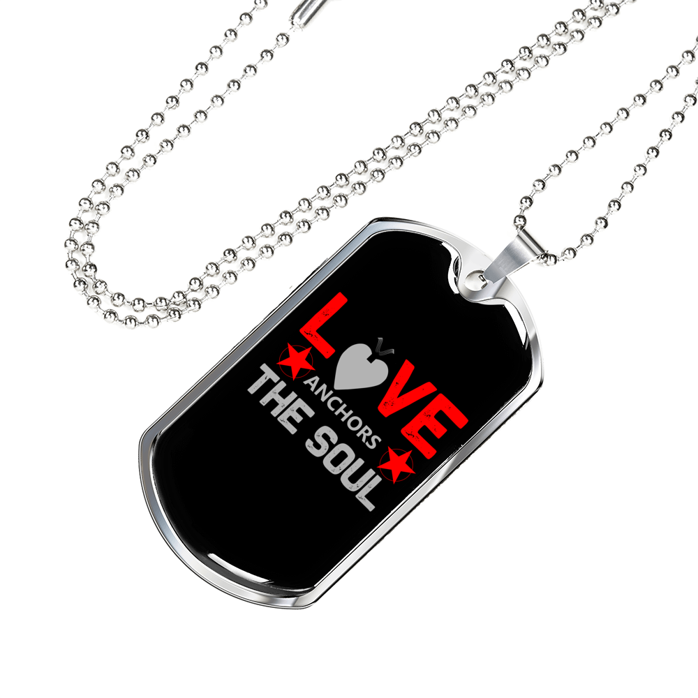 Love The Soul Christian Necklace Stainless Steel or 18k Gold Dog Tag 24" Chain-Express Your Love Gifts