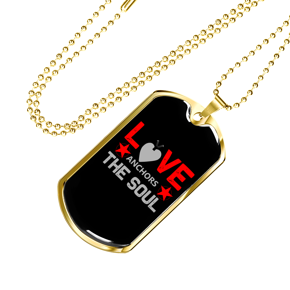 Love The Soul Christian Necklace Stainless Steel or 18k Gold Dog Tag 24" Chain-Express Your Love Gifts