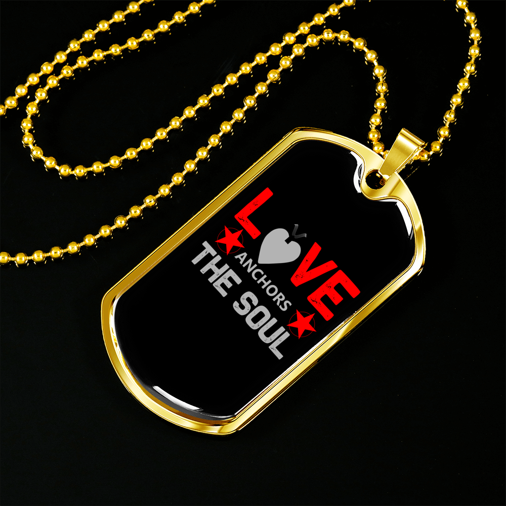 Love The Soul Christian Necklace Stainless Steel or 18k Gold Dog Tag 24" Chain-Express Your Love Gifts