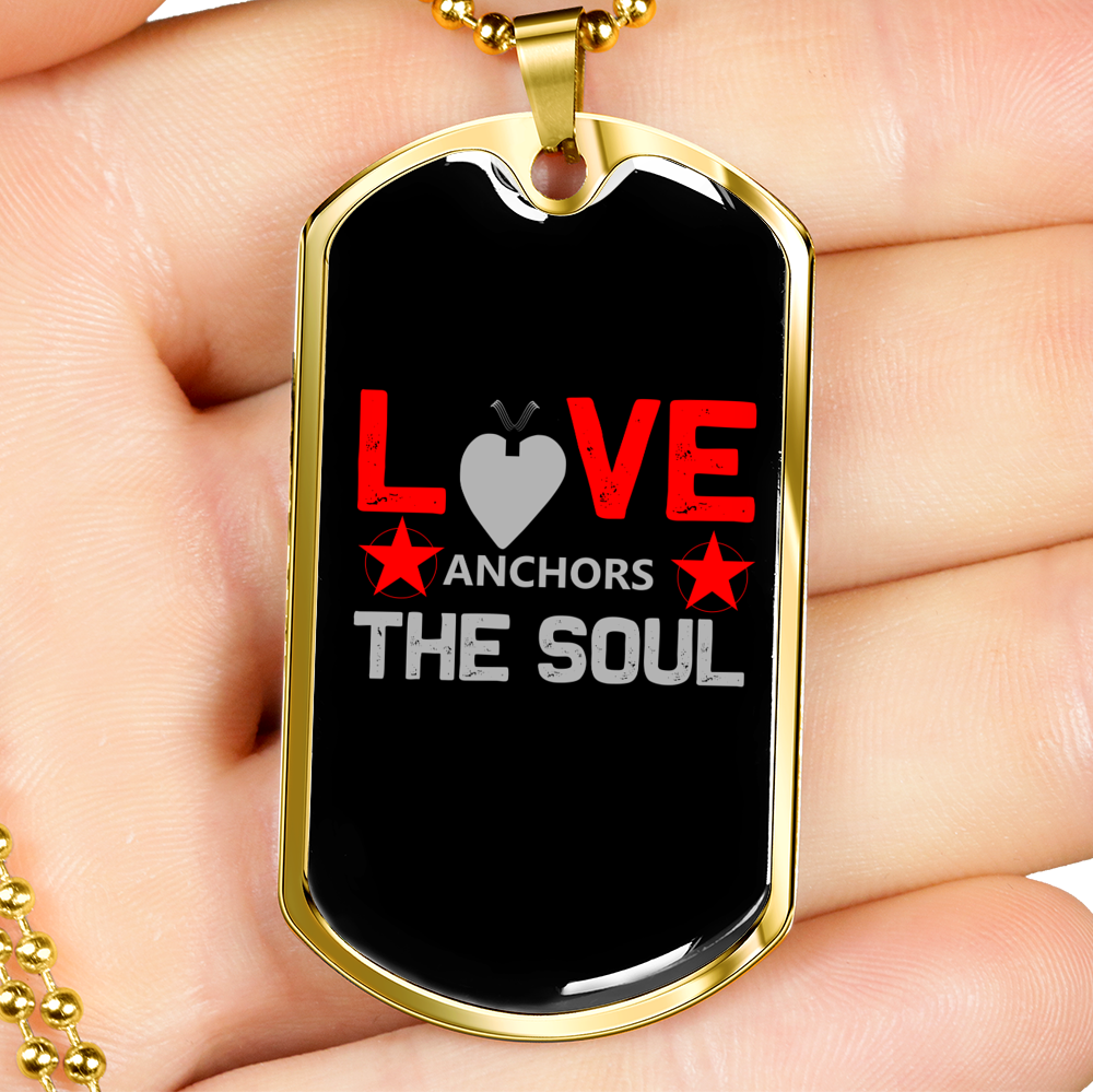 Love The Soul Christian Necklace Stainless Steel or 18k Gold Dog Tag 24" Chain-Express Your Love Gifts