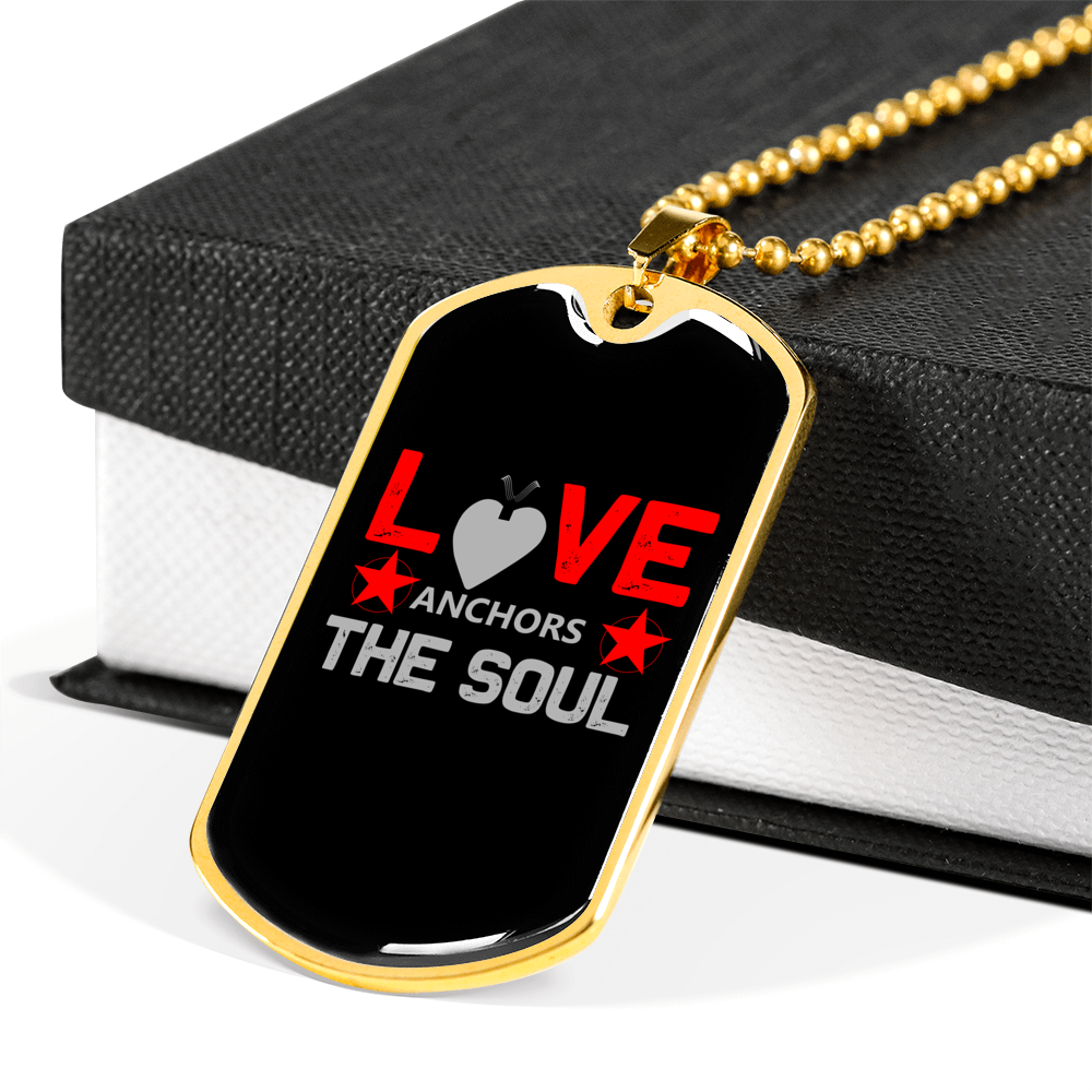 Love The Soul Christian Necklace Stainless Steel or 18k Gold Dog Tag 24" Chain-Express Your Love Gifts