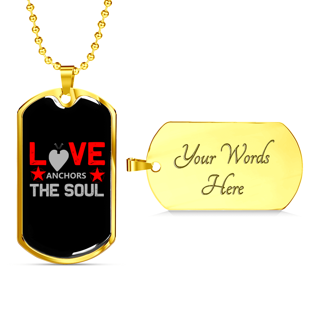 Love The Soul Christian Necklace Stainless Steel or 18k Gold Dog Tag 24" Chain-Express Your Love Gifts