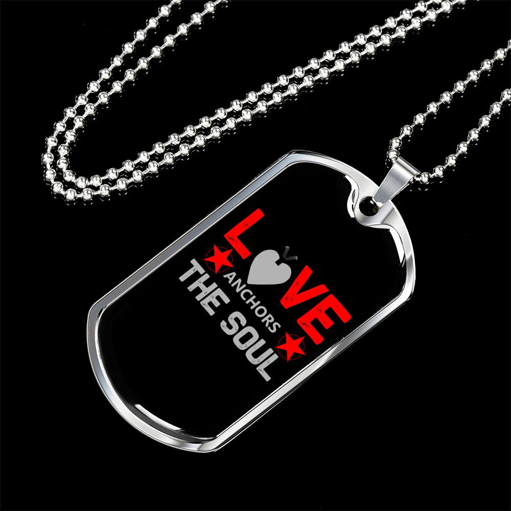 Love The Soul Christian Necklace Stainless Steel or 18k Gold Dog Tag 24" Chain-Express Your Love Gifts