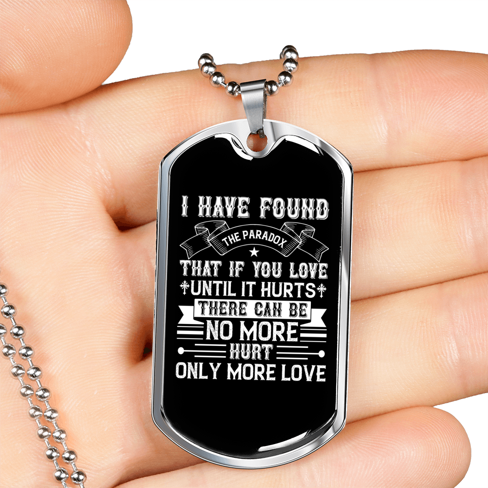 Love Until It Hurts Christian Necklace Stainless Steel or 18k Gold Dog Tag 24" Chain-Express Your Love Gifts