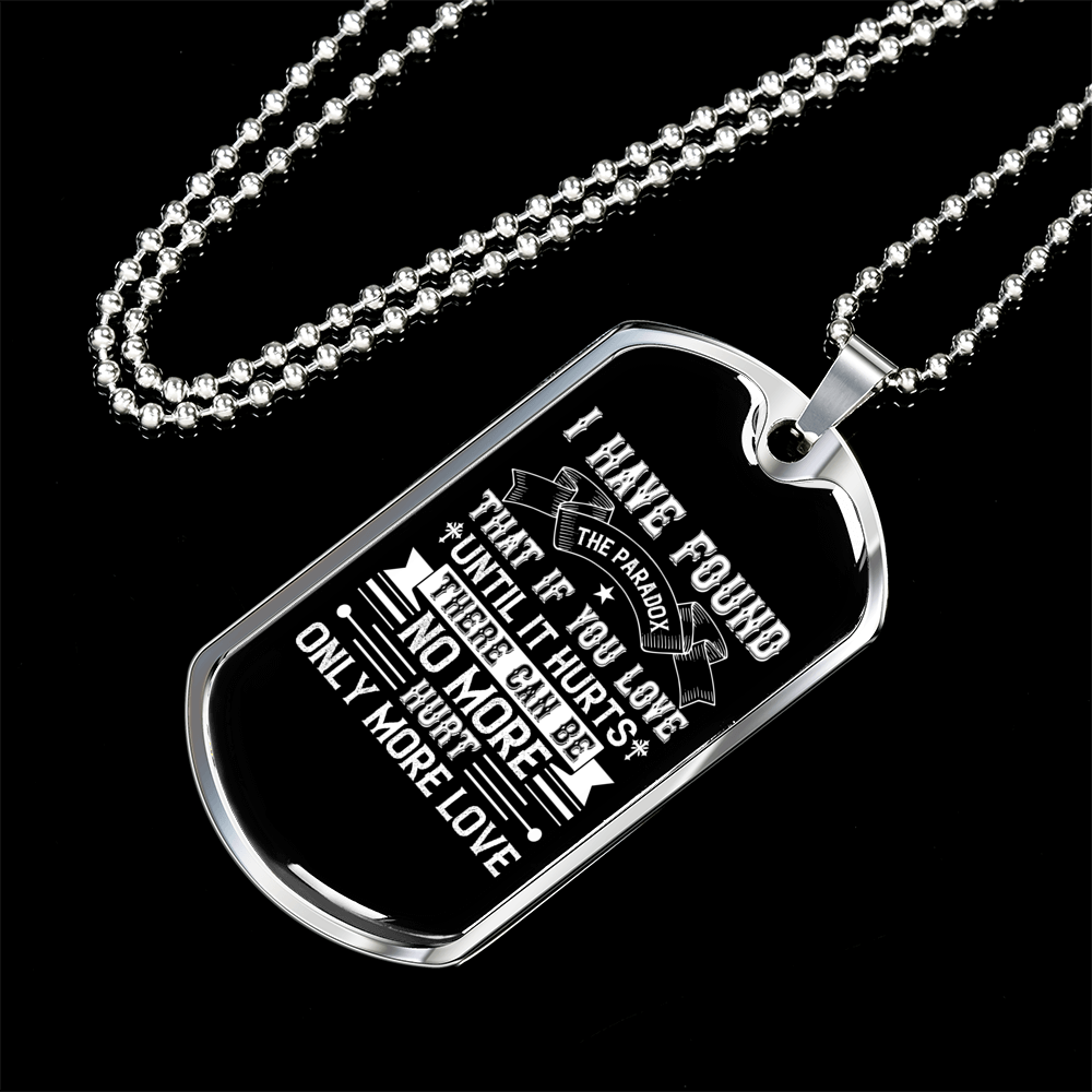Love Until It Hurts Christian Necklace Stainless Steel or 18k Gold Dog Tag 24" Chain-Express Your Love Gifts