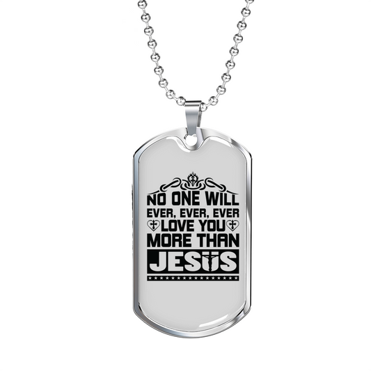 Love You More Black Christian Necklace Stainless Steel or 18k Gold Dog Tag 24" Chain-Express Your Love Gifts