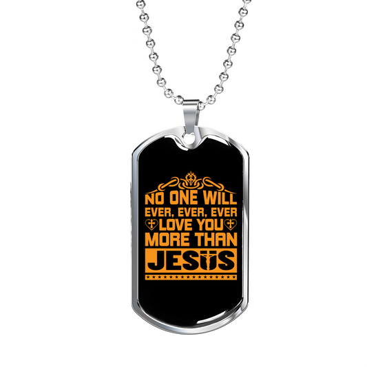 Love You More Golden Christian Necklace Stainless Steel or 18k Gold Dog Tag 24" Chain-Express Your Love Gifts