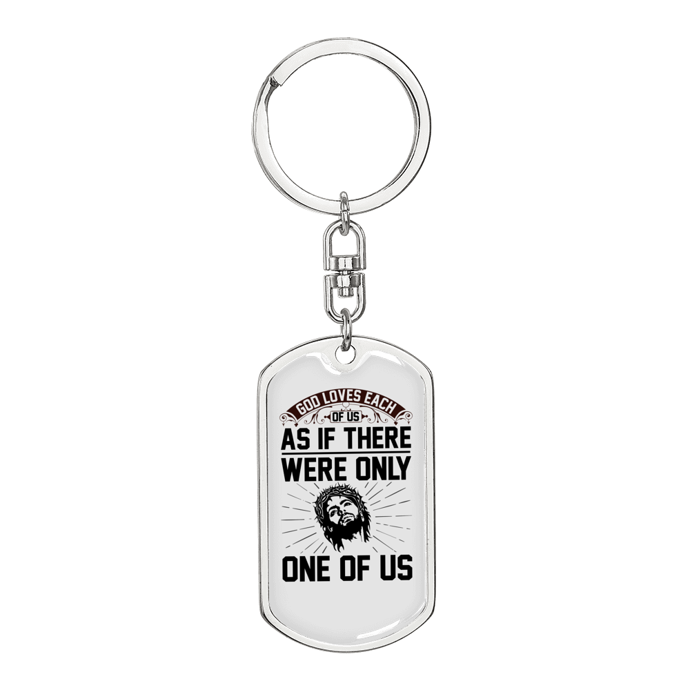 Loves Each Of Us Keychain Stainless Steel or 18k Gold Dog Tag Keyring-Express Your Love Gifts