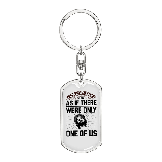 Loves Each Of Us Keychain Stainless Steel or 18k Gold Dog Tag Keyring-Express Your Love Gifts