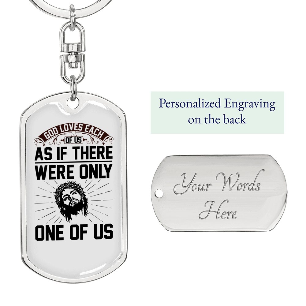 Loves Each Of Us Keychain Stainless Steel or 18k Gold Dog Tag Keyring-Express Your Love Gifts