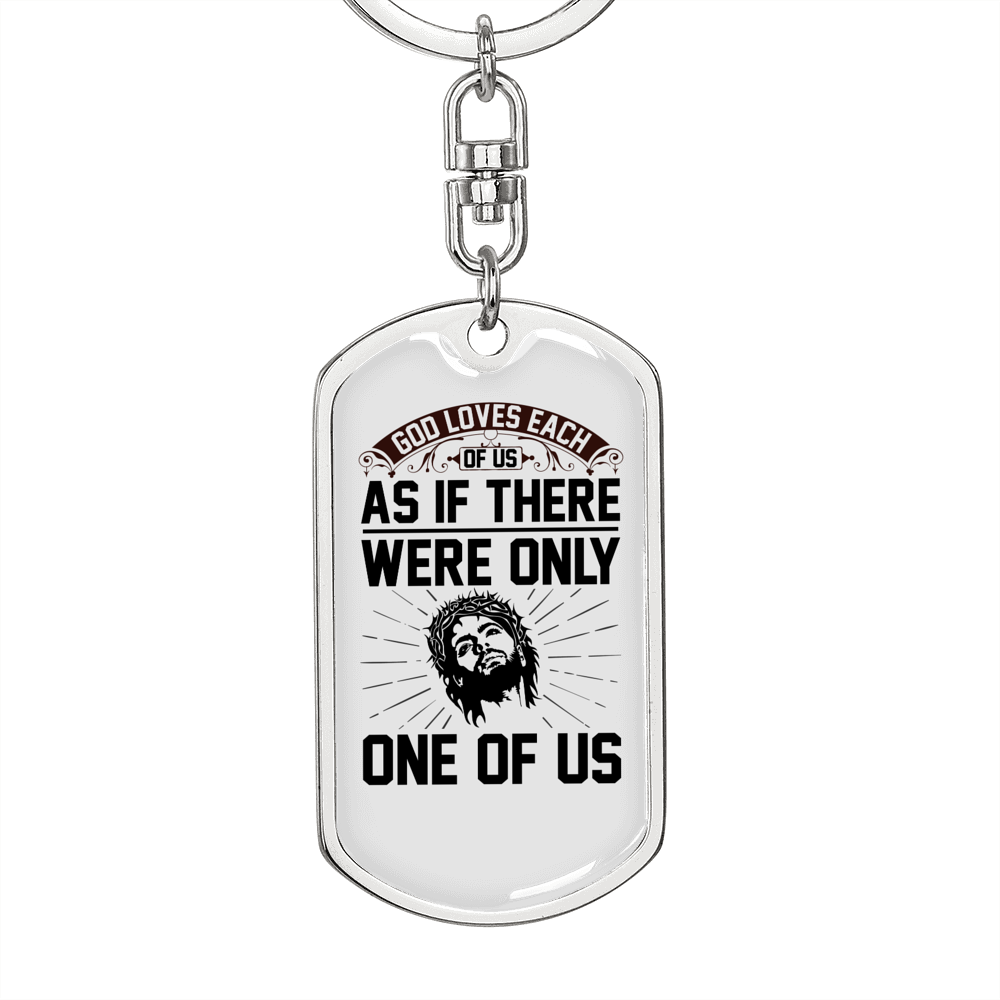 Loves Each Of Us Keychain Stainless Steel or 18k Gold Dog Tag Keyring-Express Your Love Gifts