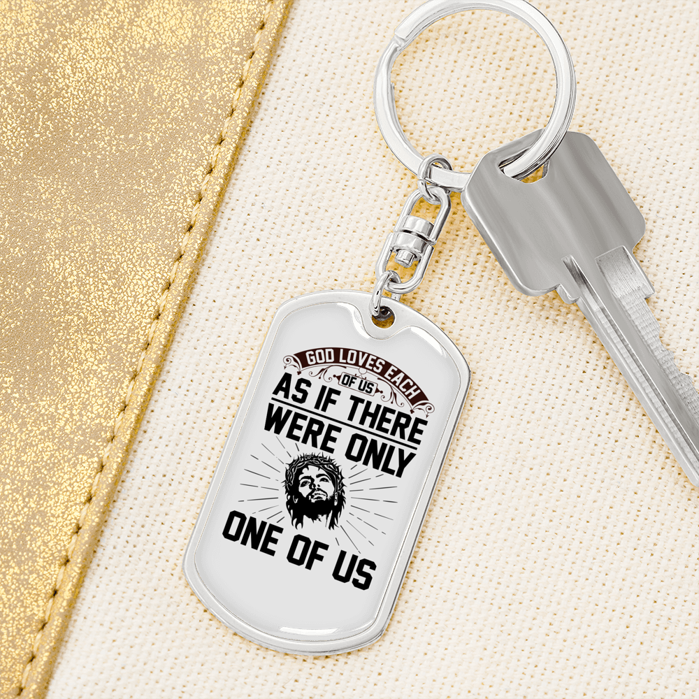 Loves Each Of Us Keychain Stainless Steel or 18k Gold Dog Tag Keyring-Express Your Love Gifts