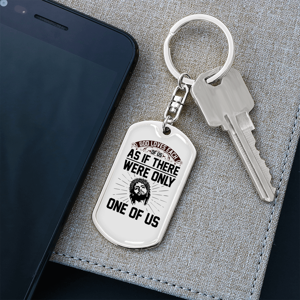 Loves Each Of Us Keychain Stainless Steel or 18k Gold Dog Tag Keyring-Express Your Love Gifts