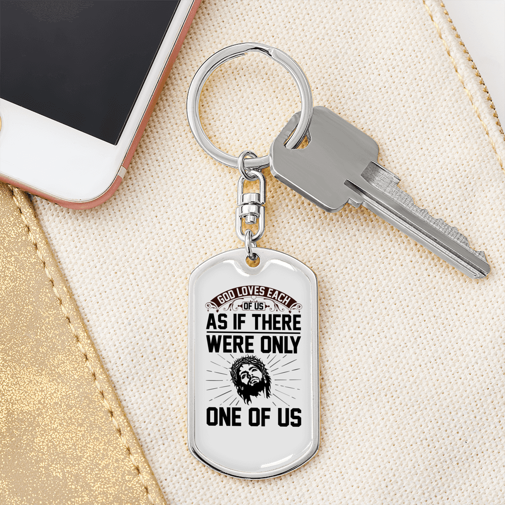 Loves Each Of Us Keychain Stainless Steel or 18k Gold Dog Tag Keyring-Express Your Love Gifts